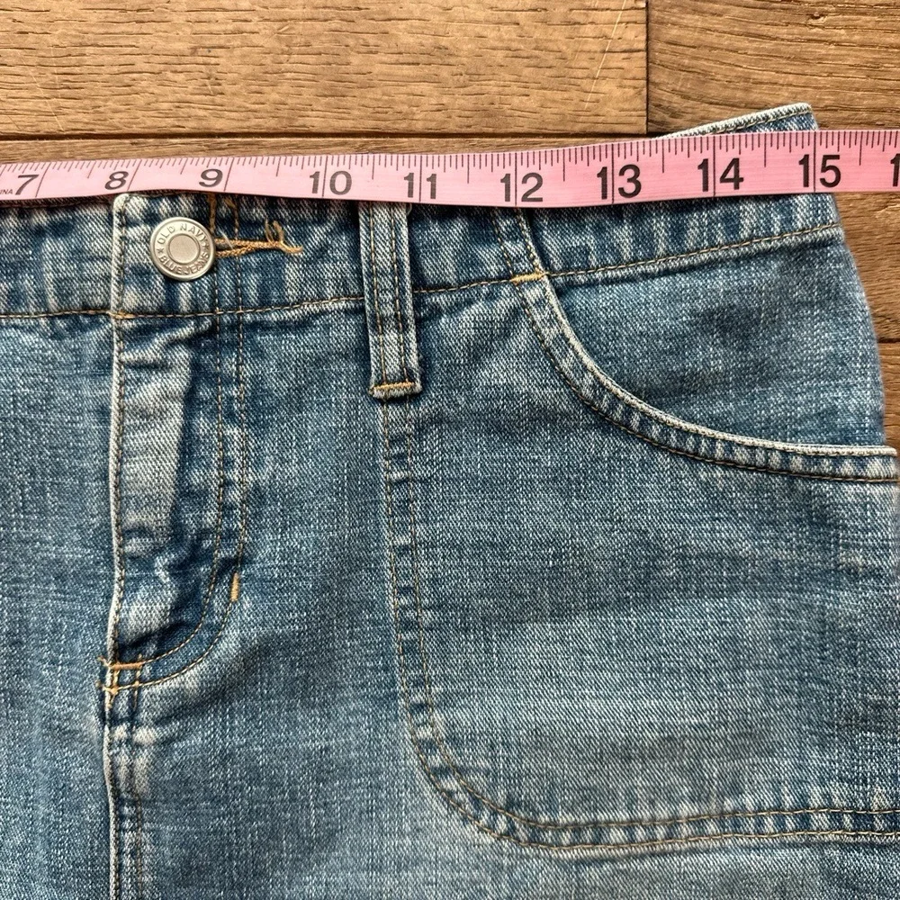 Old Navy Vintage 2000s Jean Skirt‎ 4 Blue Denim Mini Front Pockets Y2K Casual